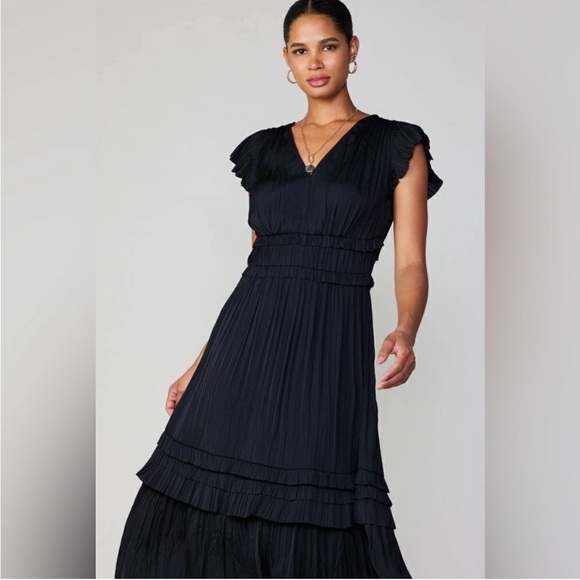 Anthropologie Current Air Sereia Pleated Midi Dress in Black - Picture 4 of 9